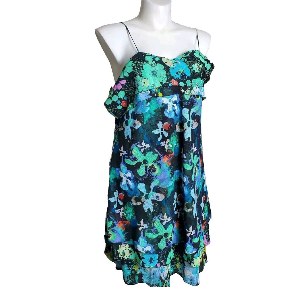 Thalia Sodi  Multicolor Printed Dress Georgette Strappy Knee Length Dress Sz 2X